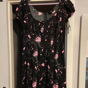 Collectif Womenswear Carmen Tipsy Elephants Dress - UK 18; Black/ Pink